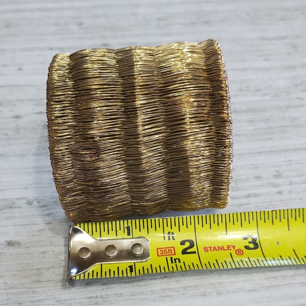 Beautiful Gold Tone Metal Woven Wire Large Cuff Bracelet - Picture 4 of 6
